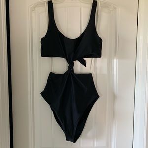 NWT black Aerie one piece swimsuit with cutouts